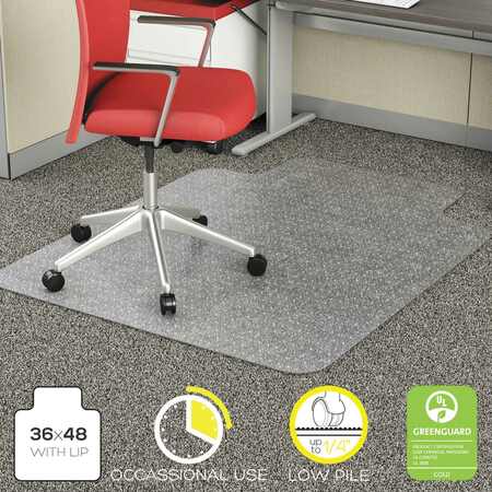 DEFLECTO Occasional Use Chair Mat, Low Pile Carpet, Roll, 36x48, Lipped, Clear CM11112COM